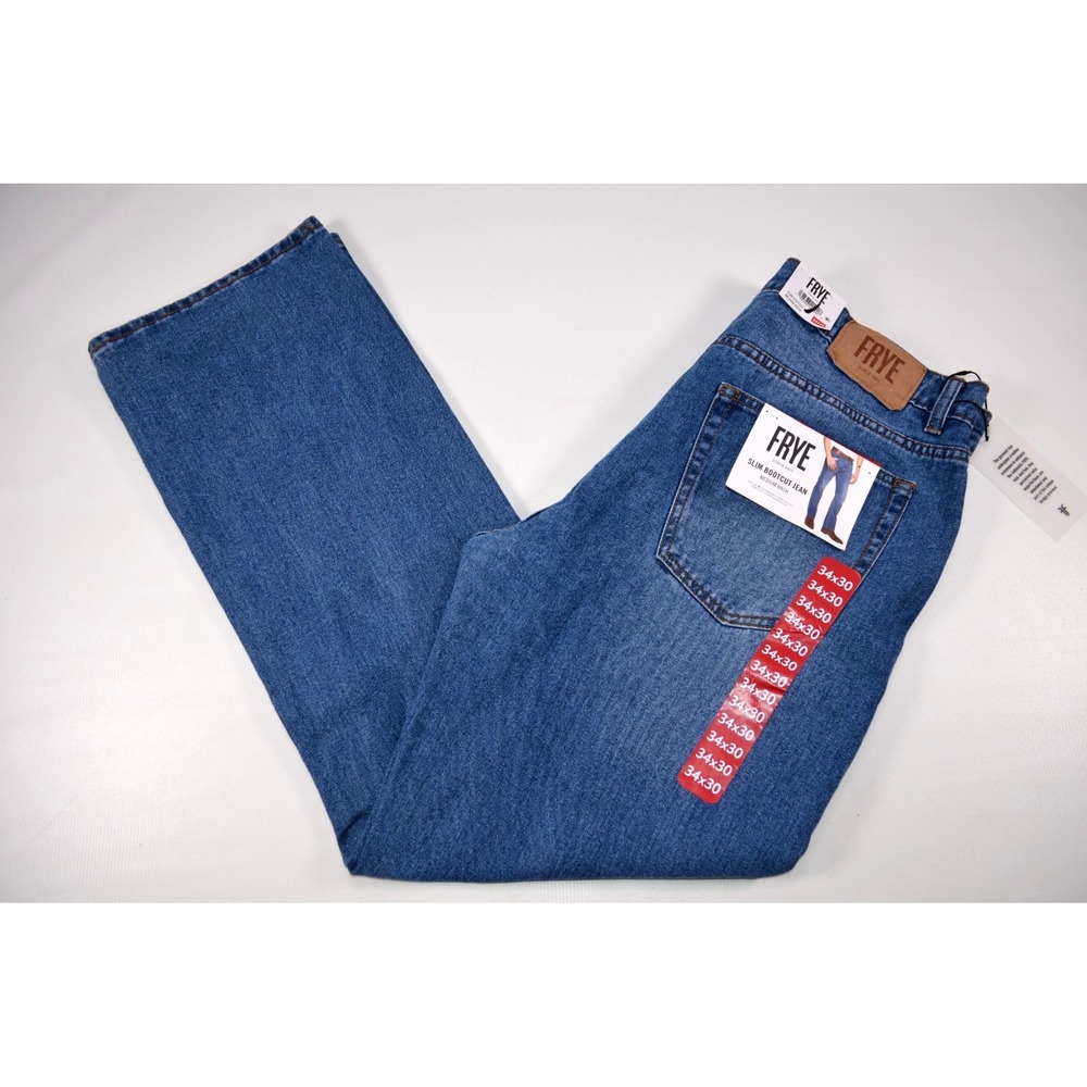 Frye Slim Bootcut 5-Pocket 100% Cotton Denim Jeans Mens 34x30 Medium Wash Nwt's